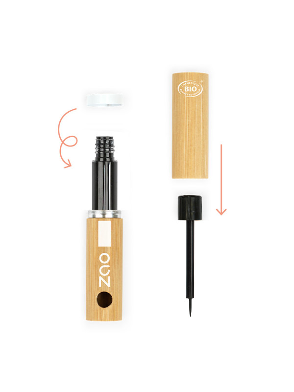 Zao Eye Liner Brush Tip – Βιολογικό eyeliner με λεπτό απλικατέρ, μακράς διάρκειας