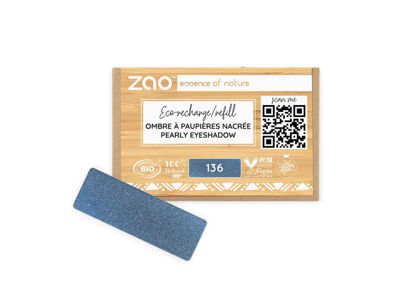 Zao Organic Eyeshadow Rectangle Pearly Refill - Βιολογική Pearly Σκιά Ματιών (Ανταλλακτικό)