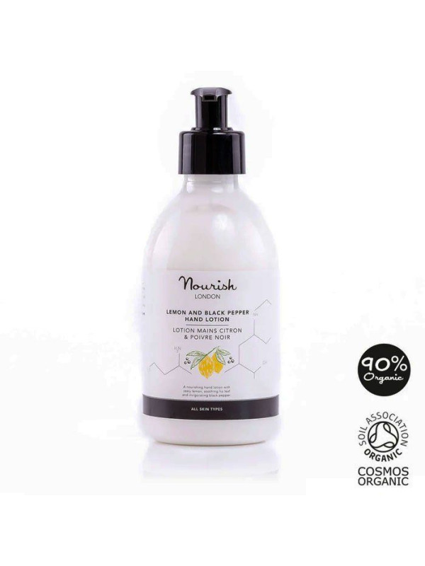 Nourish London Lemon & Black Pepper Hand Lotion – Φυσική Λοσιόν Χεριών Με Λεμόνι & Μαύρο Πιπέρι