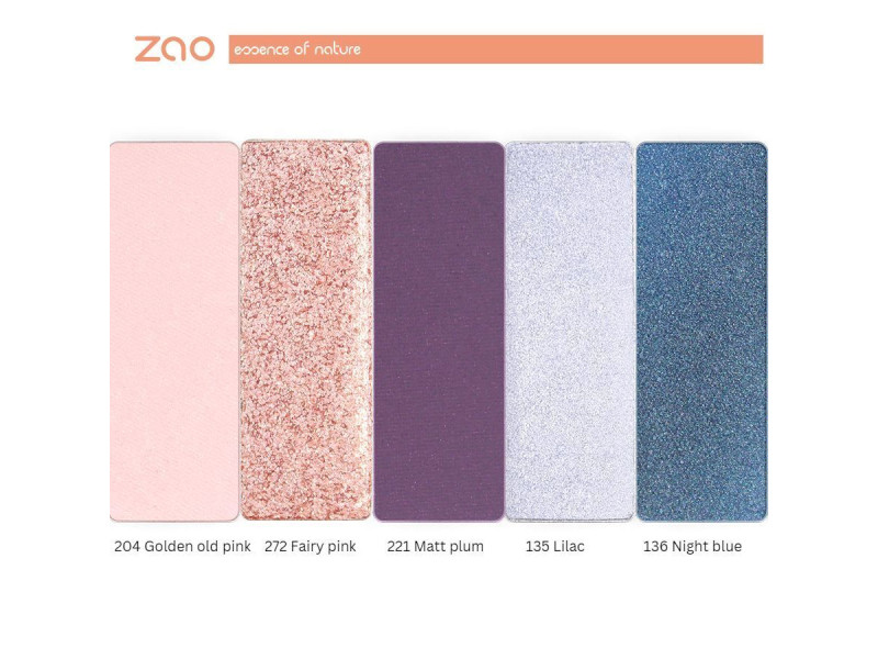 Zao Organic Bamboo Palette Night & Roses Palette - Παλέτα Βιολογικών Σκιών με 5 Αποχρώσεις