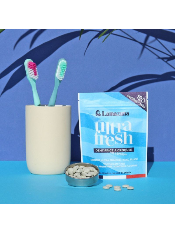 Lamazuna Toothpaste Tabs Ultra Fresh Mint – Βιολογικές Ταμπλέτες Οδοντόκρεμας με Δροσερή Μέντα