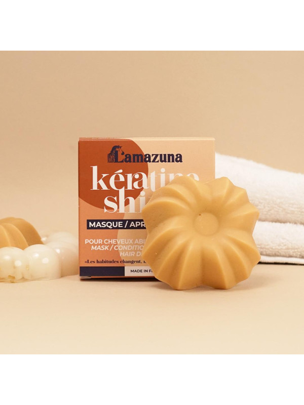 Lamazuna Solid Keratin shine mask & conditioner - Βιολογική Στερεή Μάσκα Μαλλιών & Conditioner Κερατίνης