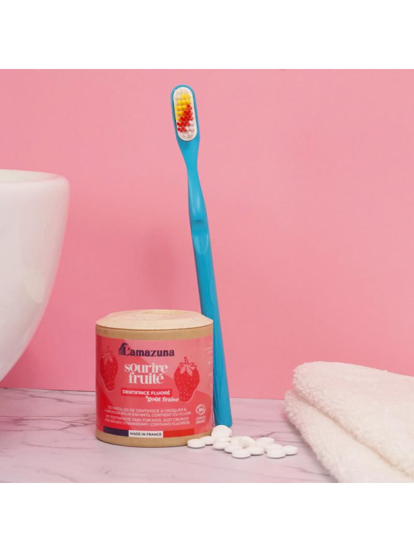 Lamazuna Toothpaste Tabs For Kids Strawberry With Fluoride – Βιολογικές Ταμπλέτες Οδοντόκρεμας Για Παιδιά Με Γεύση Φράουλα