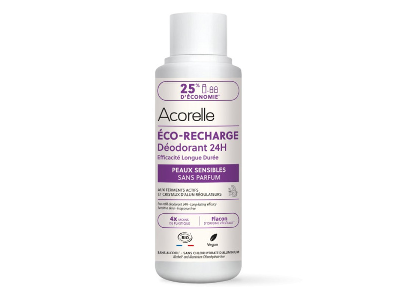 Acorelle Certified Organic Deodorant Sensitive Skin Eco Refill - Βιολογικό Αποσμητικό Roll-on Μακράς Διάρκειας, για ευαίσθητο δέρμα, Aνταλλακτικό 100ml