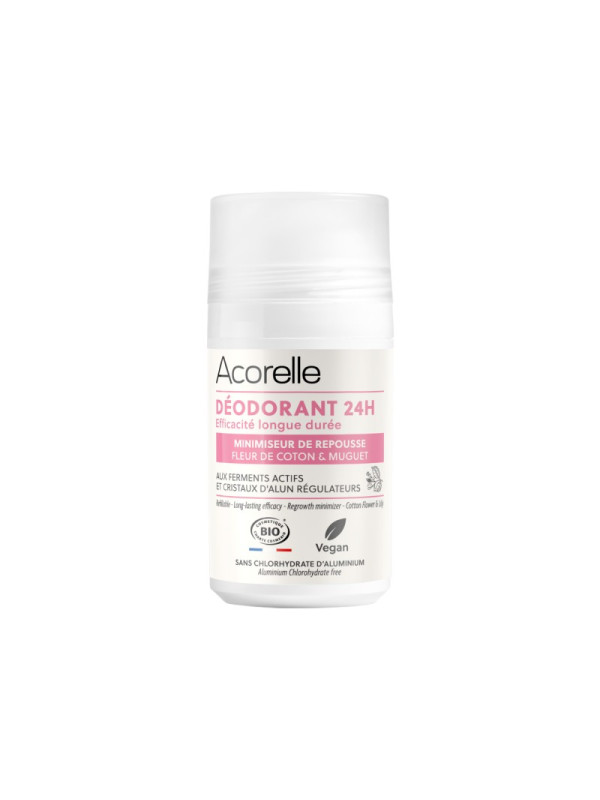 Acorelle Certified Organic Deodorant Care Roll-on Regrowth Minimizer - Βιολογικό Αποσμητικό κατά της επανεμφάνισης της τριχοφυΐας, 50ml