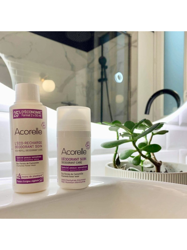 Acorelle Certified Organic Deodorant Sensitive Skin Eco Refill - Βιολογικό Αποσμητικό Roll-on Μακράς Διάρκειας, για ευαίσθητο δέρμα, Aνταλλακτικό 100ml