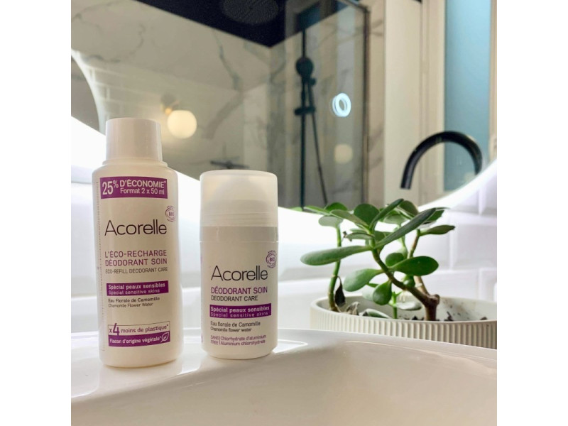 Acorelle Certified Organic Deodorant Sensitive Skin Eco Refill - Βιολογικό Αποσμητικό Roll-on Μακράς Διάρκειας, για ευαίσθητο δέρμα, Aνταλλακτικό 100ml