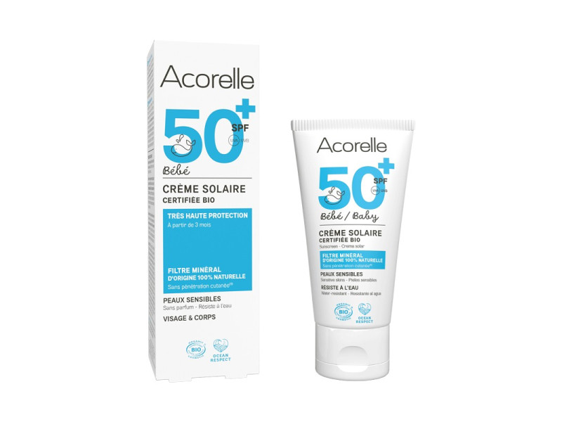 Acorelle Certified Organic Baby Sunscreen - Βιολογικό Αντηλιακό για Βρέφη SPF 50+, 50ml
