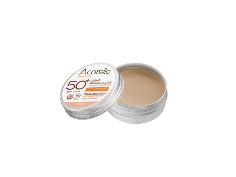 Acorelle Certified Organic Beige Solid Sunscreen - Βιολογικό Αντηλιακό Balm SPF 50+ με Χρώμα, 20g