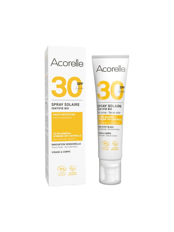 Acorelle Certified Organic Sun Spray SPF30 - Βιολογικό Αντηλιακό Σπρέι SPF 30 για Πρόσωπο & Σώμα, 100ml