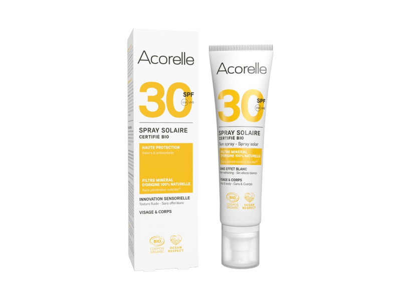 Acorelle Certified Organic Sun Spray SPF30 - Βιολογικό Αντηλιακό Σπρέι SPF 30 για Πρόσωπο & Σώμα, 100ml