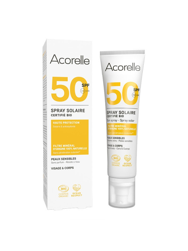 Acorelle Certified Organic Sun Spray SPF50 - Βιολογικό Αντηλιακό Σπρέι SPF 50 για Πρόσωπο & Σώμα, 100ml