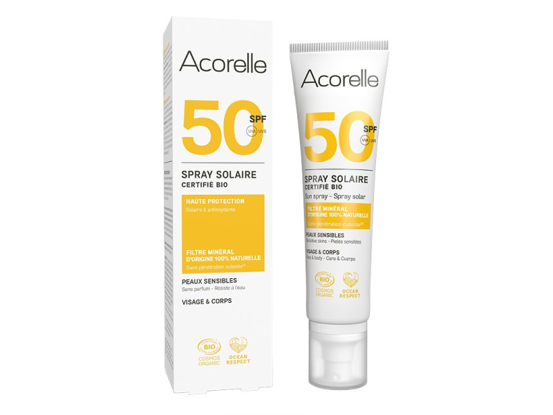 Acorelle Certified Organic Sun Spray SPF50 - Βιολογικό Αντηλιακό Σπρέι SPF 50 για Πρόσωπο & Σώμα, 100ml
