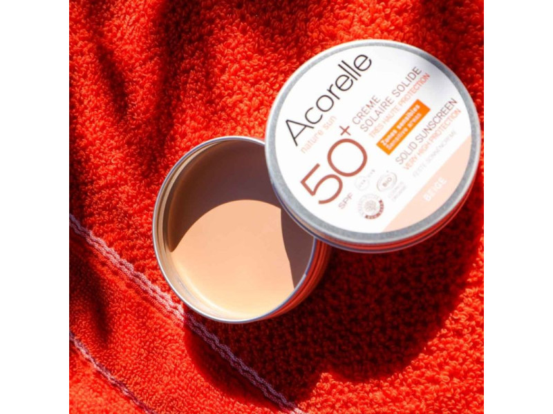Acorelle Certified Organic Beige Solid Sunscreen - Βιολογικό Αντηλιακό Balm SPF 50+ με Χρώμα, 20g