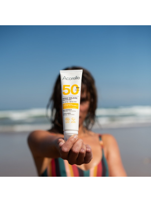 Acorelle Certified Organic Sun Spray SPF50 - Βιολογικό Αντηλιακό Σπρέι SPF 50 για Πρόσωπο & Σώμα, 100ml