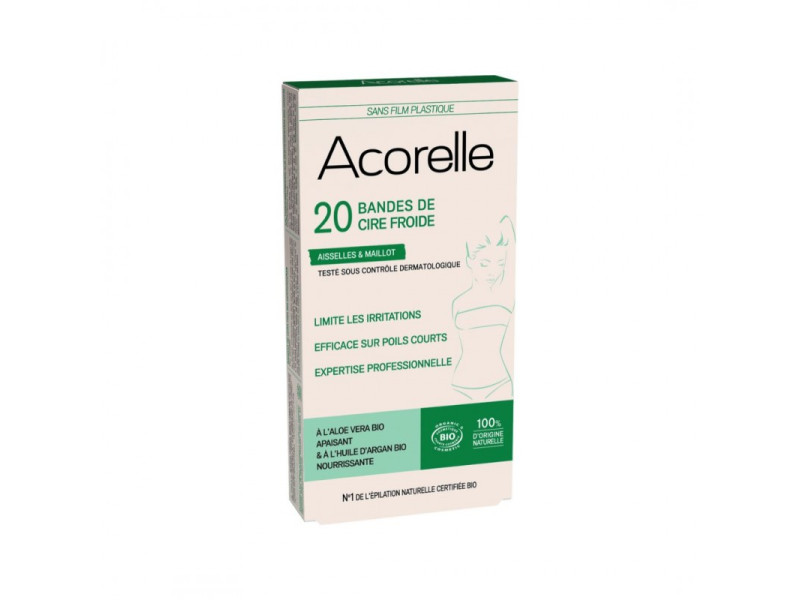Acorelle Certified Organic Cold Wax Strips for Underarms & Bikini Line - Βιολογικές Ταινίες Κρύου Κεριού για Μασχάλες & Μπικίνι x 20τεμ.