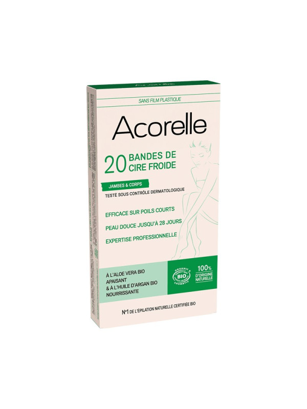 Acorelle Certified Organic Cold Wax Strips for Body - Βιολογικές Ταινίες Κρύου Κεριού για Σώμα x 20 τεμ