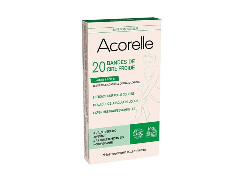Acorelle Certified Organic Cold Wax Strips for Body - Βιολογικές Ταινίες Κρύου Κεριού για Σώμα x 20 τεμ