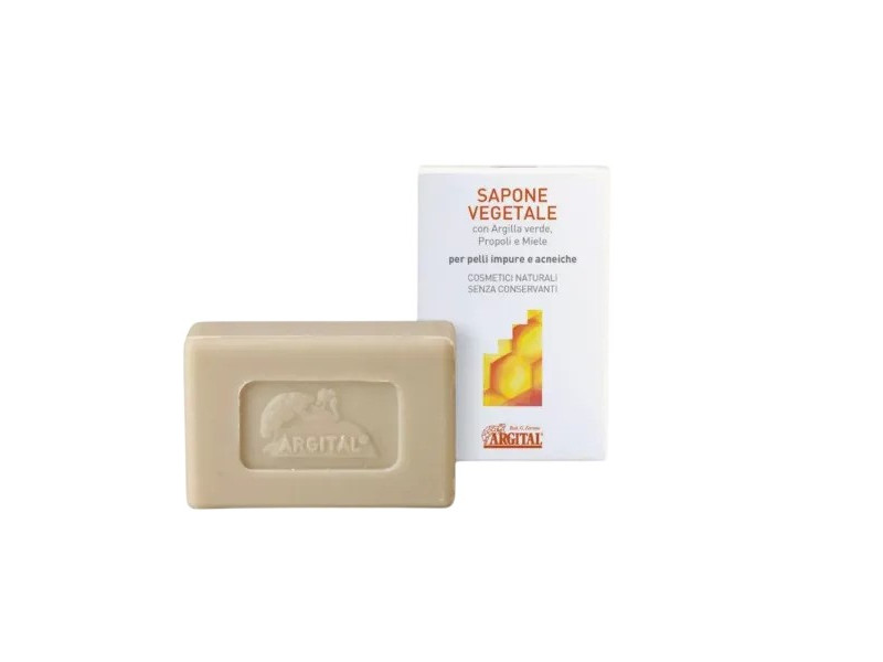 ARGITAL Vegetable soap with green clay, propolis and honey - Φυτικό σαπούνι με πράσινη άργιλο, πρόπολη και μέλι, 100gr