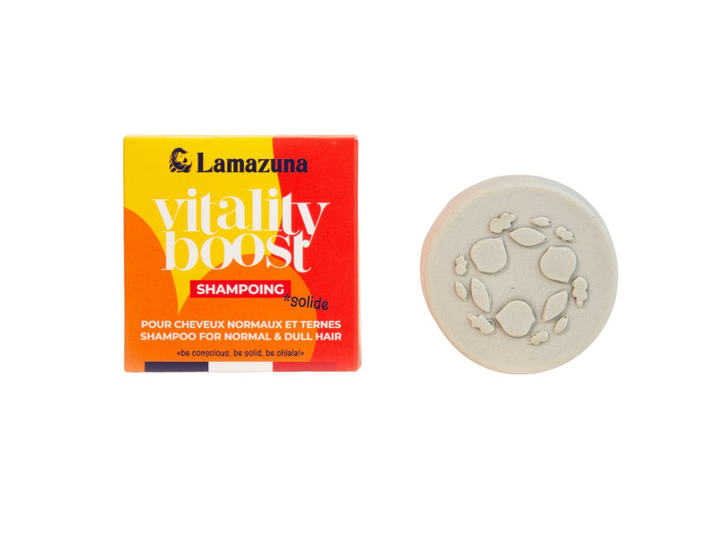 Lamazuna Solid Shampoo Vitality Boost For Normal & Dull Hair -  Φυσικό Στερεό Σαμπουάν για  Κανονικά & Θαμπά Μαλλιά με Λευκό & Πράσινο Άργιλο