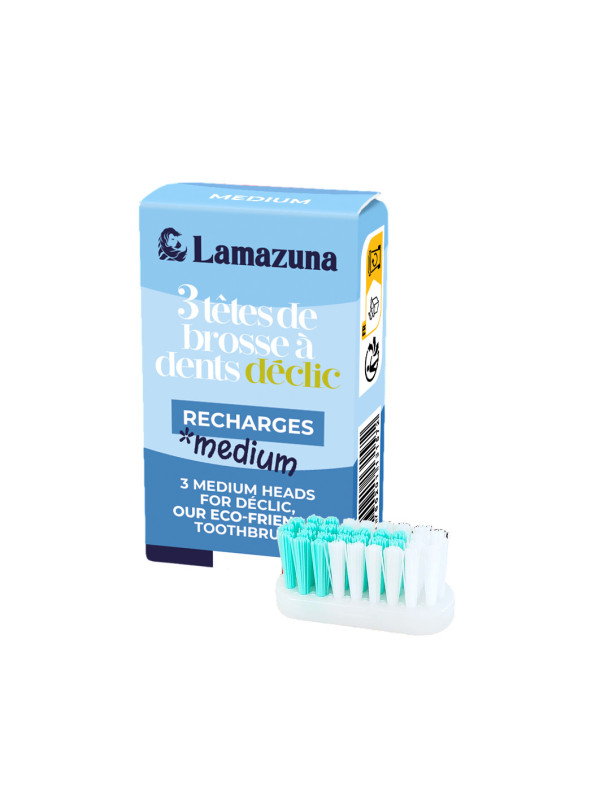 Lamazuna Toothbrush Replacement Heads Medium – Ανταλλακτικές Κεφαλές Οδοντόβουρτσας Medium, 3 τεμ.