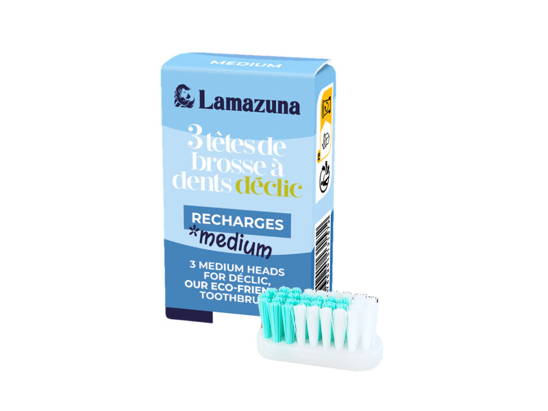 Lamazuna Toothbrush Replacement Heads Medium – Ανταλλακτικές Κεφαλές Οδοντόβουρτσας Medium, 3 τεμ.
