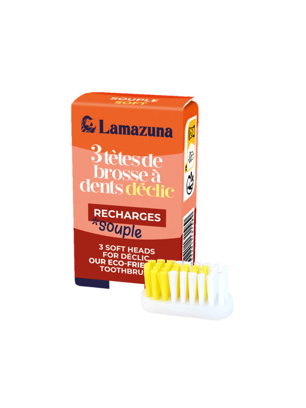Lamazuna Toothbrush Replacement Heads Soft  – Ανταλλακτικές Κεφαλές Οδοντόβουρτσας Soft, 3 τεμ.