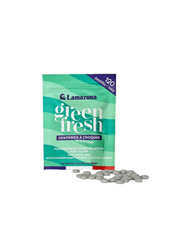Lamazuna Toothpaste Tabs Greenfresh With Nettle Powder & Mint Flavour – Βιολογικές Ταμπλέτες Οδοντόκρεμας Με Τσουκνίδα & Μέντα