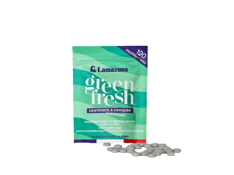 Lamazuna Toothpaste Tabs Greenfresh With Nettle Powder & Mint Flavour – Βιολογικές Ταμπλέτες Οδοντόκρεμας Με Τσουκνίδα & Μέντα