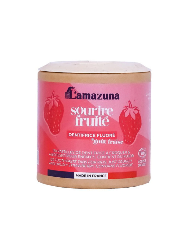 Lamazuna Toothpaste Tabs For Kids Strawberry With Fluoride – Βιολογικές Ταμπλέτες Οδοντόκρεμας Για Παιδιά Με Γεύση Φράουλα