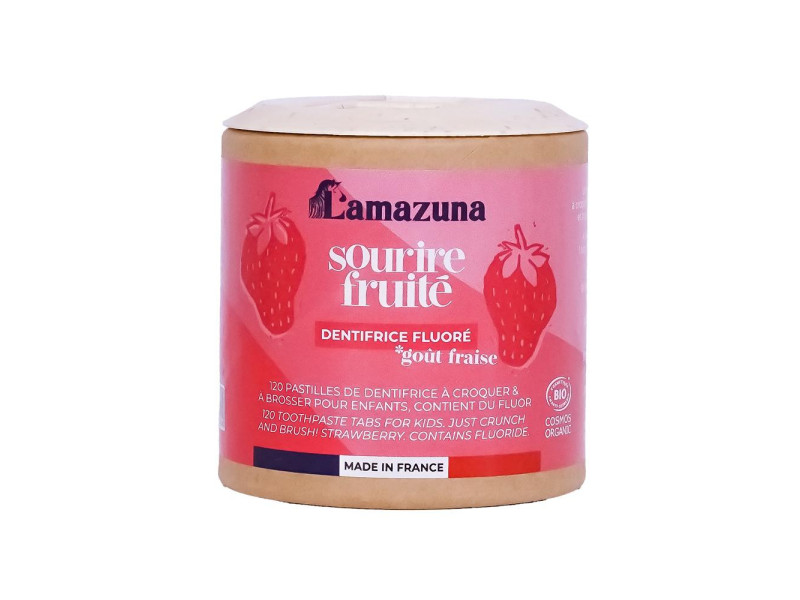 Lamazuna Toothpaste Tabs For Kids Strawberry With Fluoride – Βιολογικές Ταμπλέτες Οδοντόκρεμας Για Παιδιά Με Γεύση Φράουλα