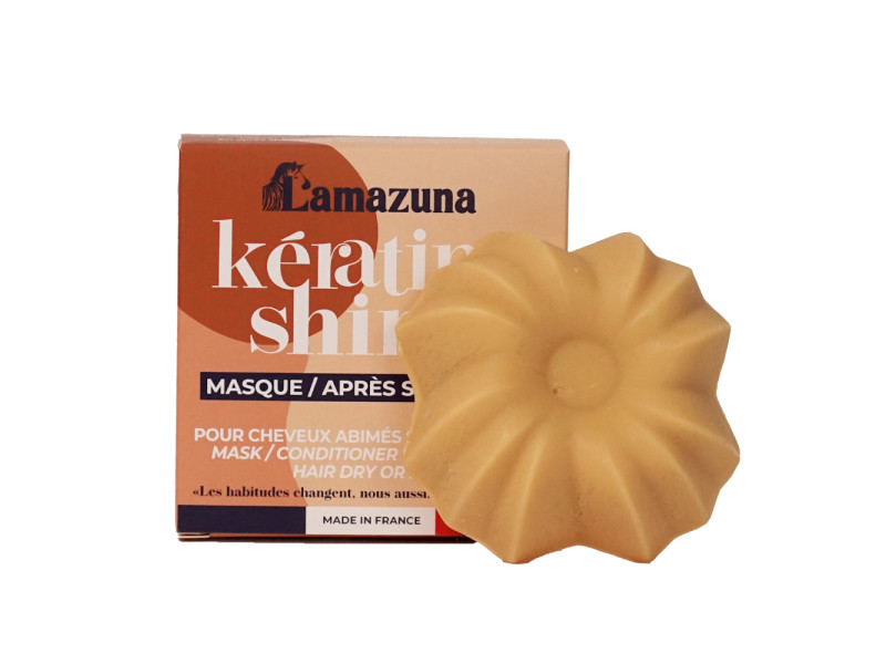 Lamazuna Solid Keratin shine mask & conditioner - Βιολογική Στερεή Μάσκα Μαλλιών & Conditioner Κερατίνης