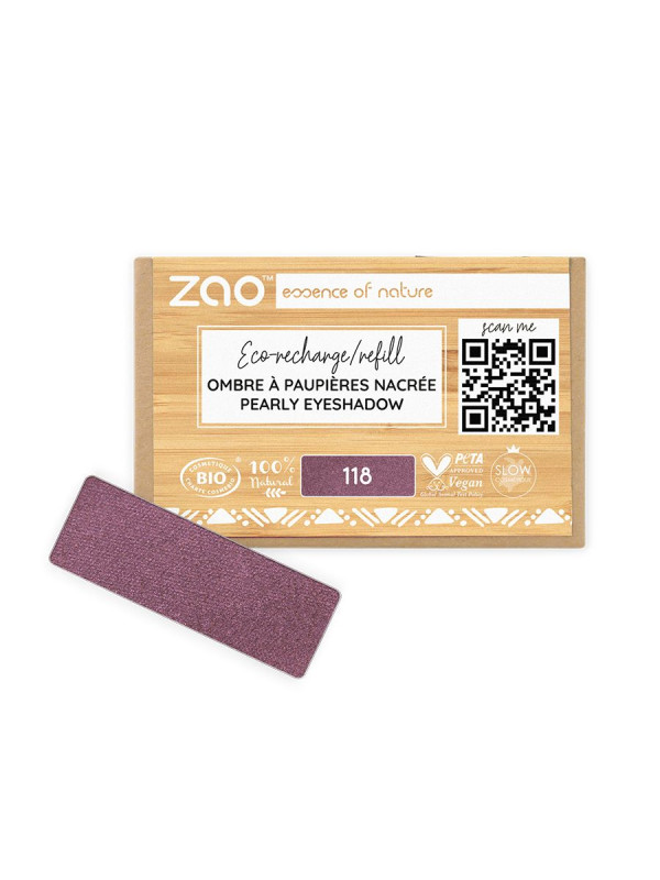 Zao Organic Eyeshadow Rectangle Pearly Refill - Βιολογική Pearly Σκιά Ματιών (Ανταλλακτικό)